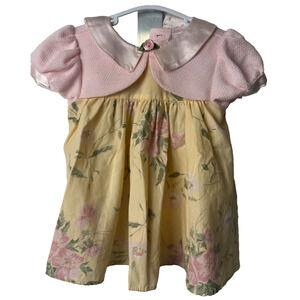 Rare find! VIntage 1990's Jo Lene 12M Baby Girl's dress Pink Floral USA D53